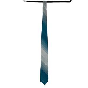 Oscar De La Renta Vintage Silk Blend Blue Stripe Tie